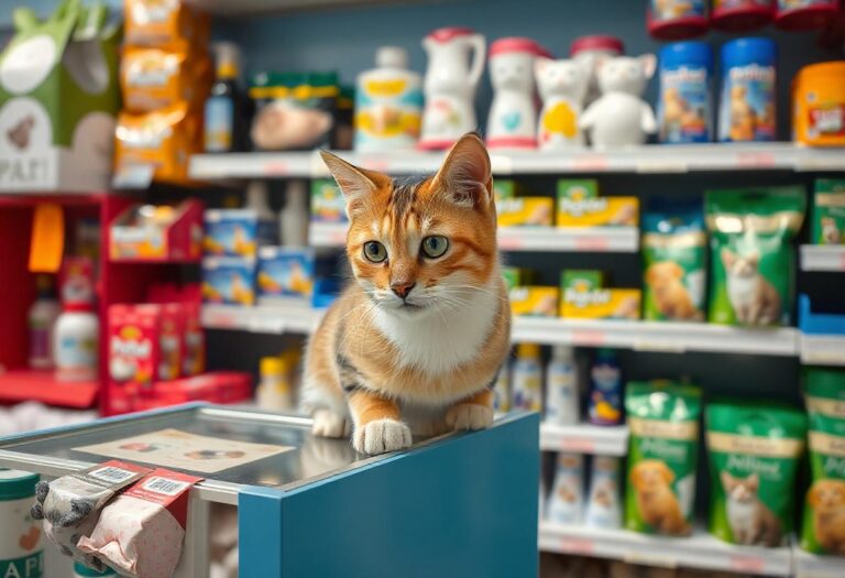 Imagem de um gato em um pet shop, para ilustrar o artigo sobre PDV para pet shop