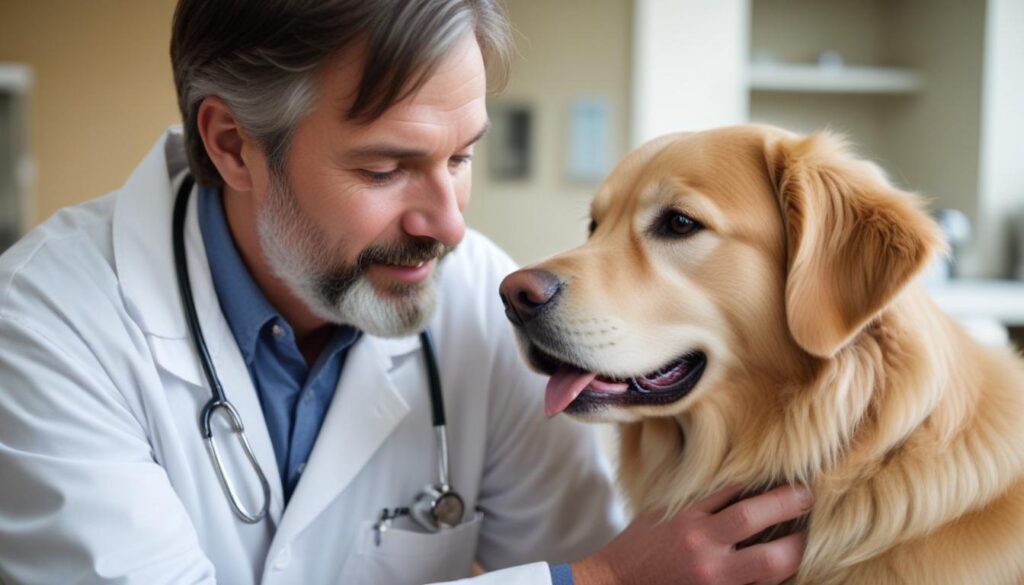 Imagem de um veterinário e um cachorro, para ilustrar o artigo sobre equipamentos para clínica veterinária