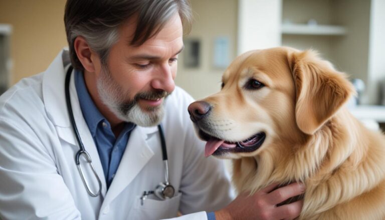 Imagem de um veterinário e um cachorro, para ilustrar o artigo sobre equipamentos para clínica veterinária